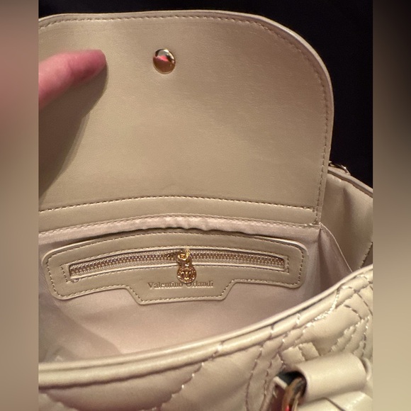 Valentino Orlandi Light Taupe Quilted Vegan Leather Crossbody Bag - Picture 7 of 8